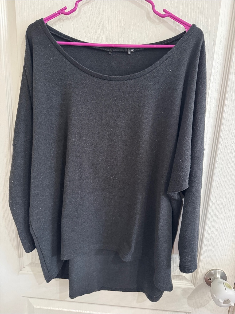 Women's Relaxed Black Scoop-Neck Sweater